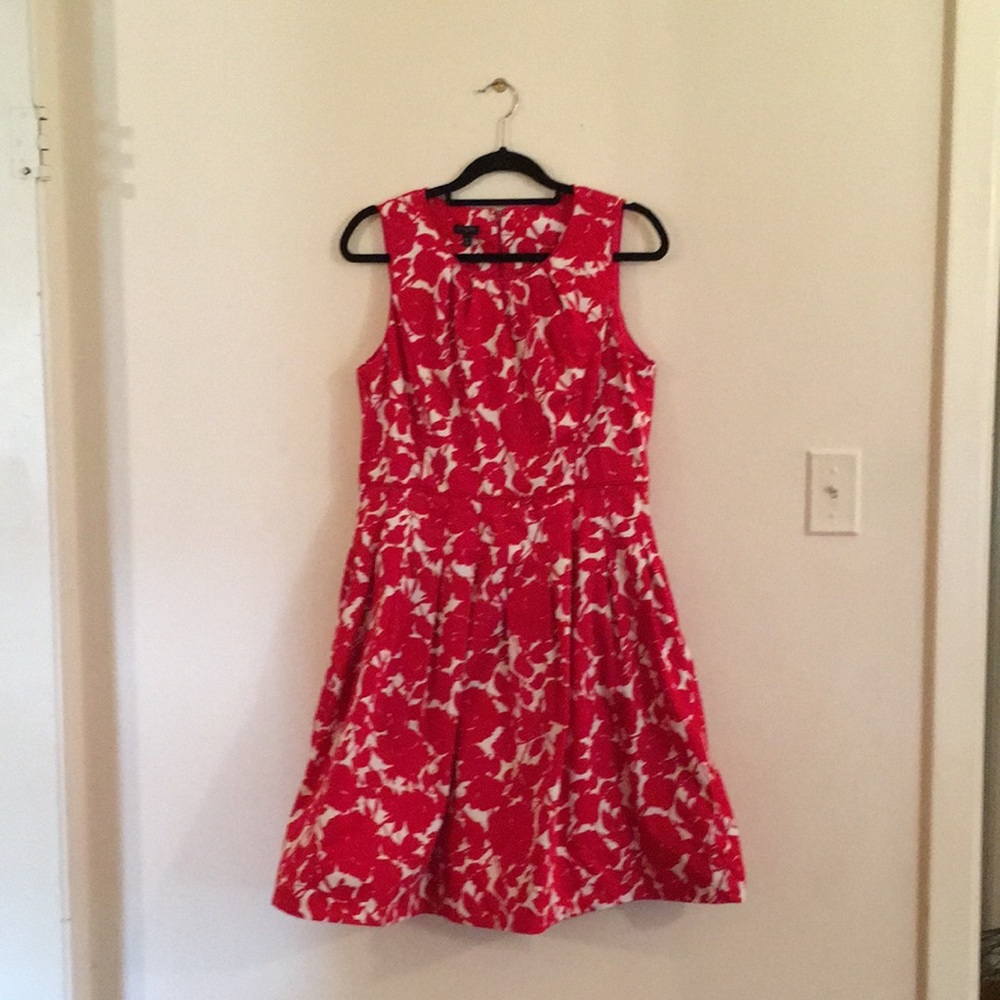 Talbots Red Floral Fit and Flare Dress